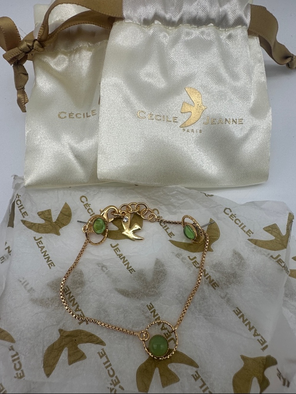 Cécile Jeanne Gold Tone Bracelet  and matching earrings set